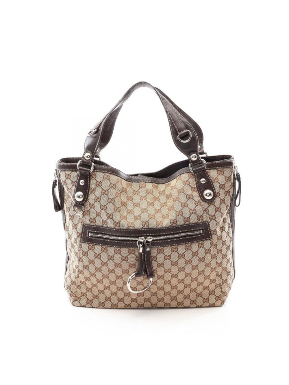 Gucci Tote Icon Bit GG Canvas Beige Brown Handbag